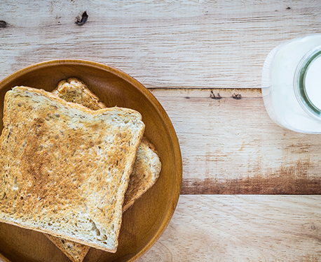 Image of two slices of wholemeal toast and milk