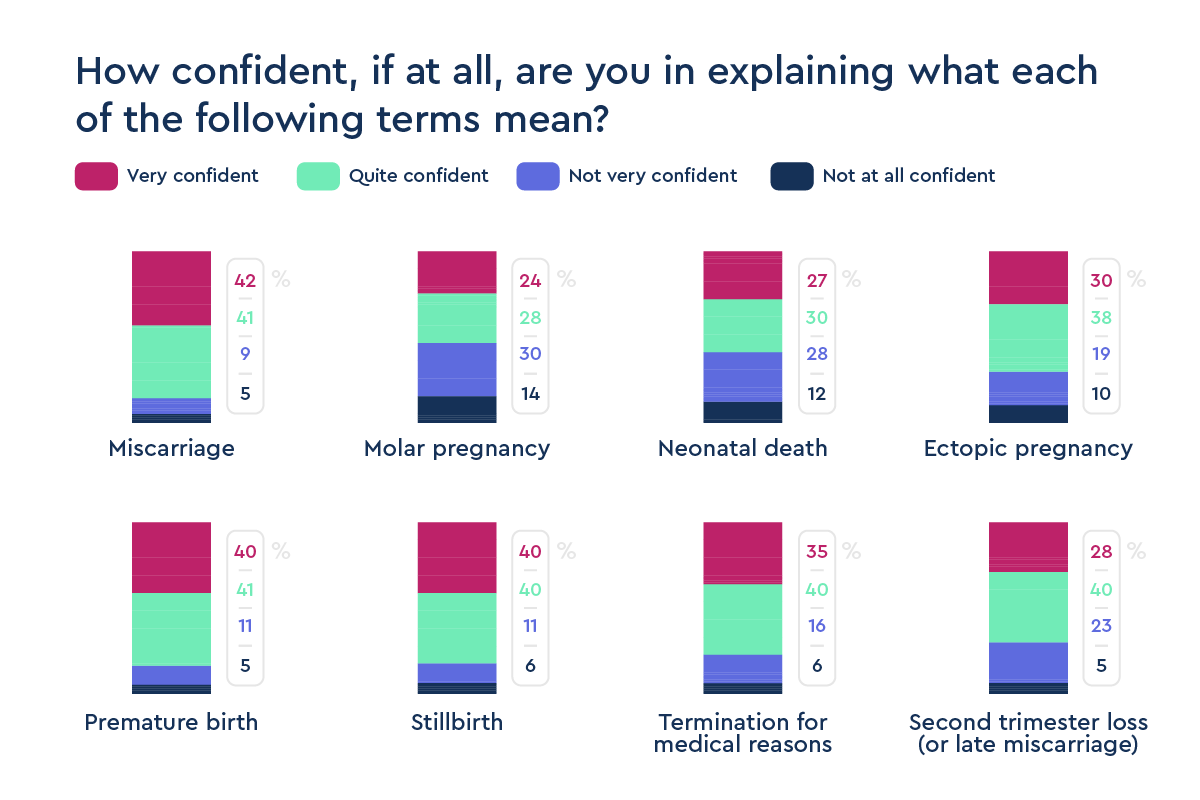 Graph demonstrating people's confidence in explaining baby loss terms