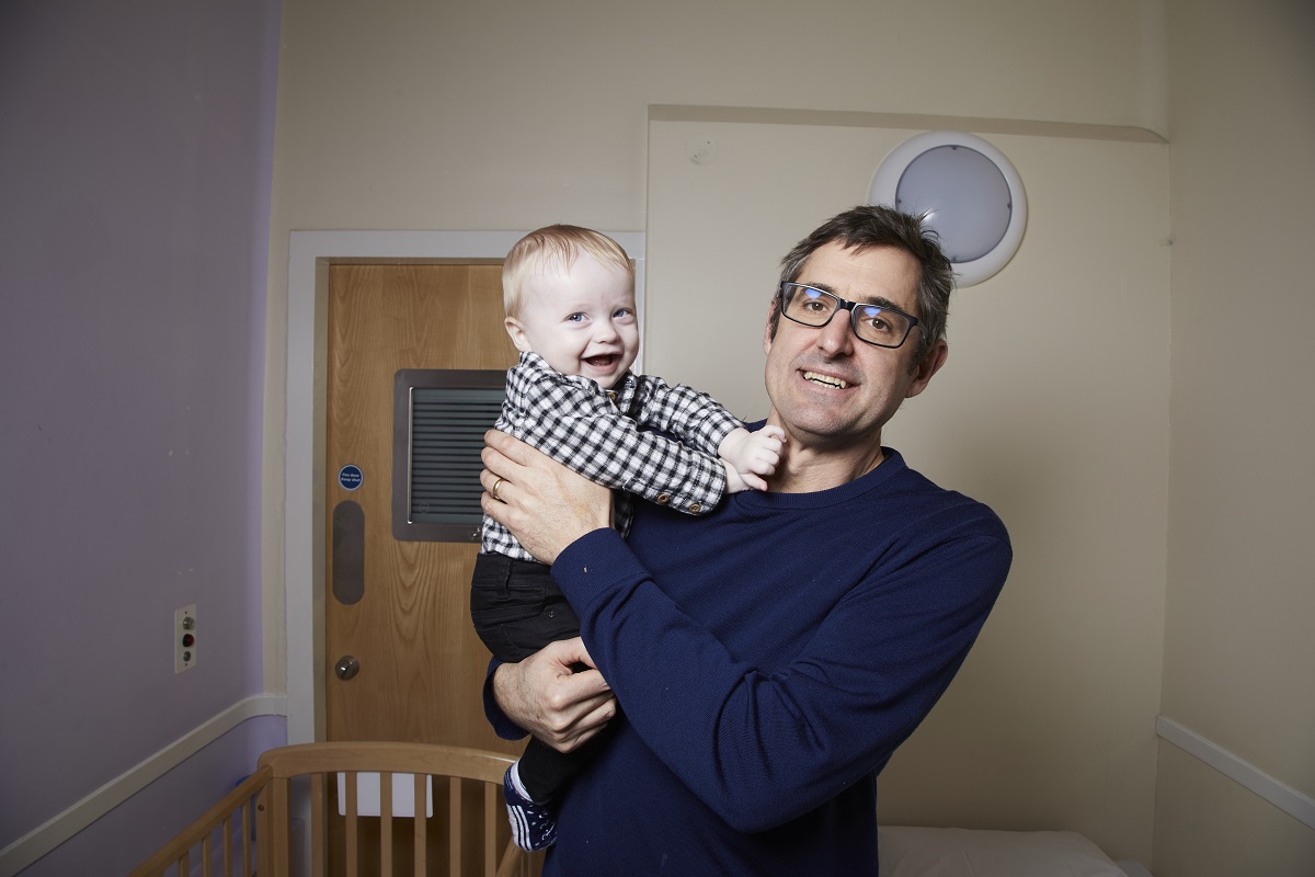 Louis Theroux with baby Jake in Mothers on the Edge show on BBC Two